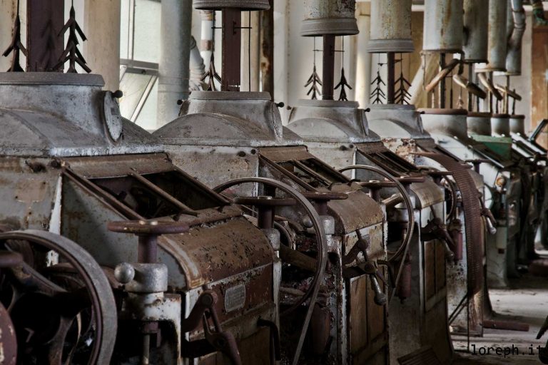 Machines in an abandoned mill in Italy