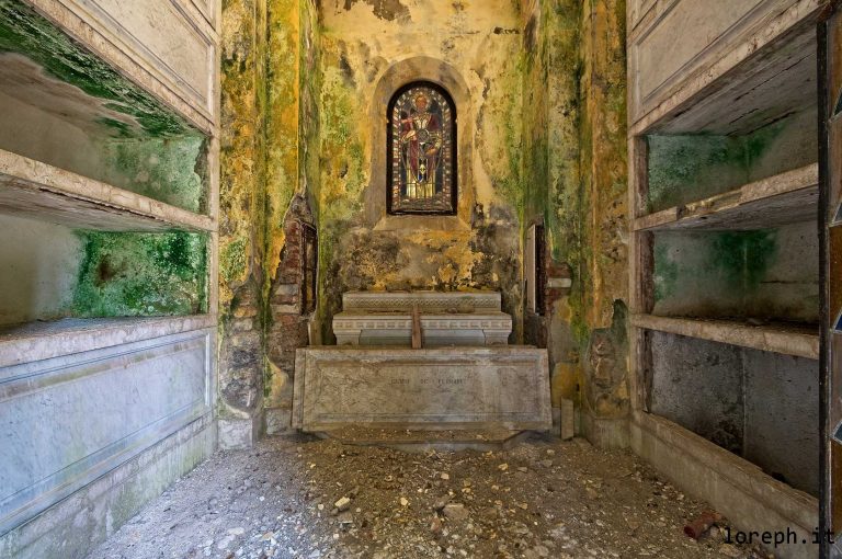Cimitero Staglieno. Abandoned chapel in a cemetery