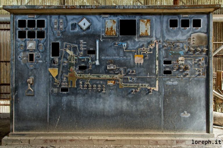 Calcital SpA, abandoned lime factory in center Italy. The main control panel